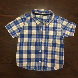 Carter's Boys' Short Sleeve Button Up Blue Plaid